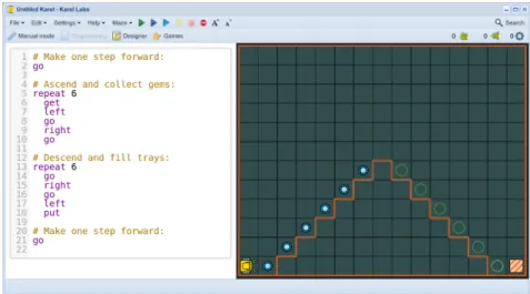 Fig. 14: The Karel module launches with a demo program.