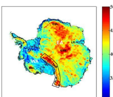 Figure 4. (a) Gravitational terrain effect derived from BEDMAP ice thickness, sea and bedrock topography