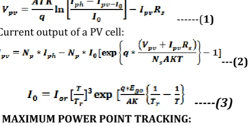Fig. 1: Equivalent circuit model of PV cell. 
