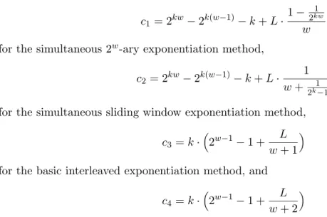 Table 7.1 compares the number of general multiplications needed by these four methods for various k and L values, using the following estimates: