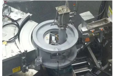 Figure 6. At right is the compact polarizing supermirror arraymounted at sample position to characterize the polarization ofthe incident beam
