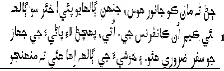 Fig. 3. Under segmentation of Sindhi text lines. The problem using Horizontal projection profile (HPP) is 