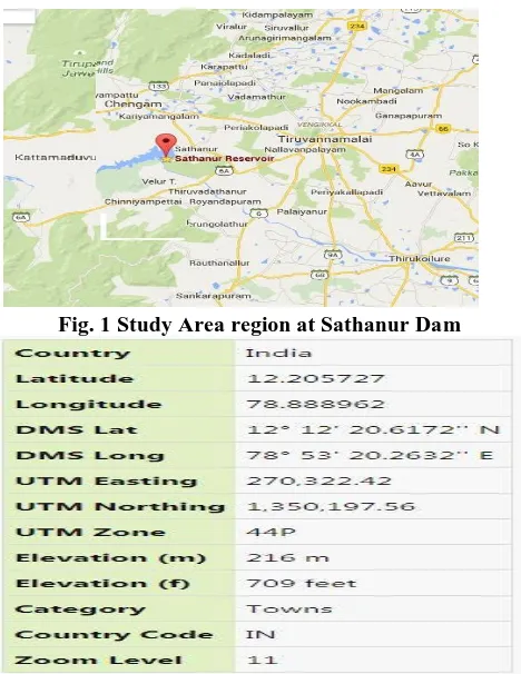 Fig. 1 Study Area region at Sathanur Dam 