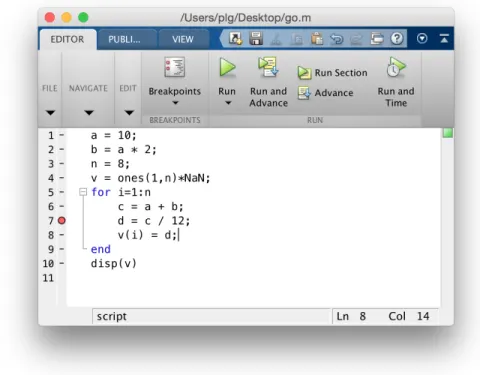 Figure 8.1: Setting a breakpoint at line 7.