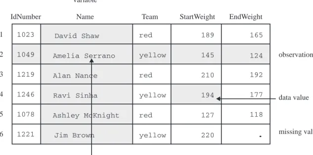 Figure 2.5 How Data Fits into a SAS Data Set