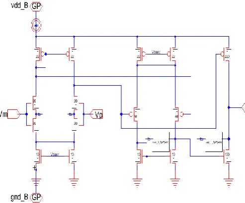 Fig.5 Schematic for topology 3, two stage operational amplifier 