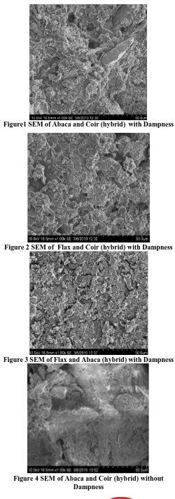 Figure 4 SEM of Abaca and Coir (hybrid) without  Dampness 