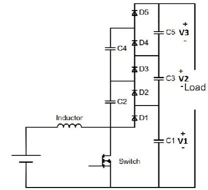 Figure 1: The Electrical Diagram Of Three Level Boost Converter 