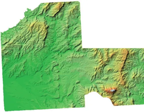 Figure 2.2 : A continuous field example, namely the elevation in the study area of Falset, Spain.