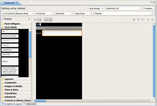Figure 15. The LunchList main activity layout, with the added ExitText