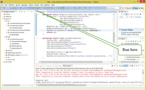 Figure 1-9 An Eclipse Java project for the HelloWorld Web Service
