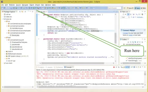 Figure 1-9 An Eclipse Java project for the HelloWorld Web Service