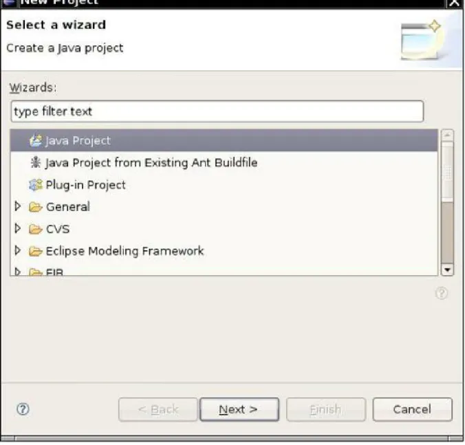 Figure 2.5. New Project dialog in Eclipse