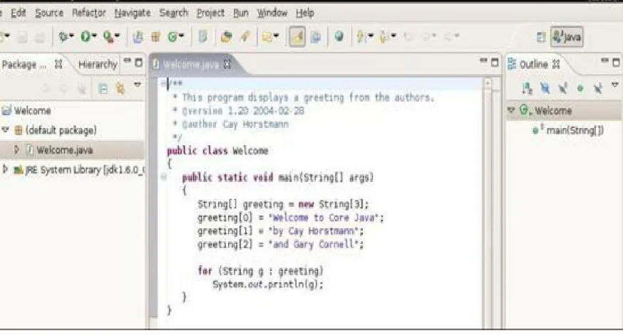 Figure 2.7. Editing a source file with Eclipse