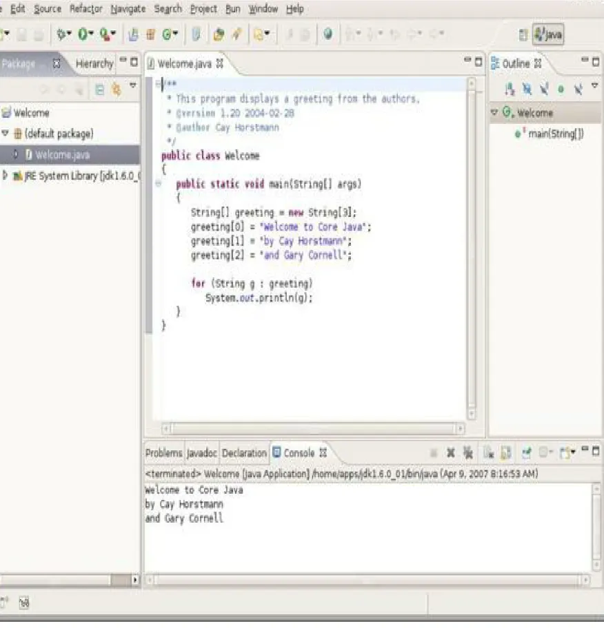 Figure 2.8. Running a program in Eclipse 2.4.1. Locating Compilation Errors