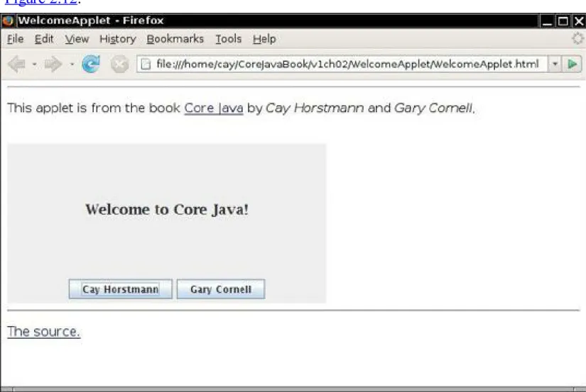 Figure 2.12. Running the WelcomeApplet applet in a browser