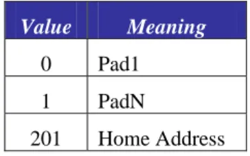 Table 2-3  Destination Options 