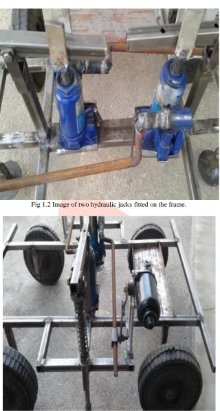 Fig 1.2 Image of two hydraulic jacks fitted on the frame. 