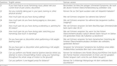 Table 1 FASH (Functional Assessment Scale for Acute Hamstring Injuries) and FASH-G (G = German version) items [4]