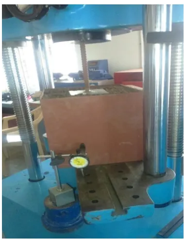 Fig 1.0 Experimental setup with a square tank and dial gauge 