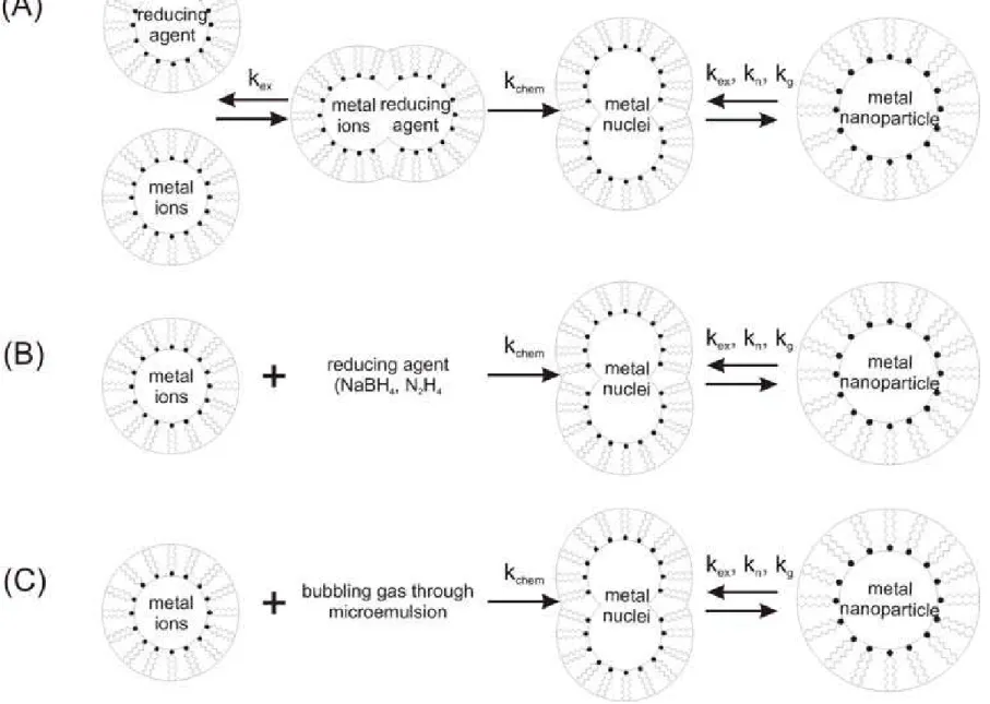 Fig. 1. Schematic illustration of nanoparticles preparation using microemulsion techniques: 