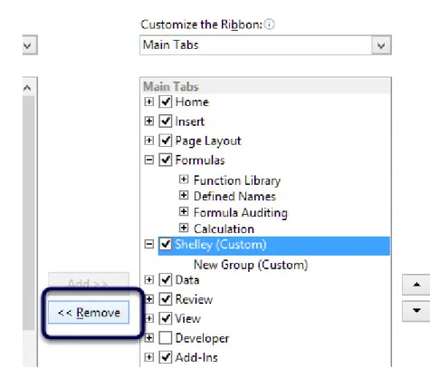 Figure 33 – Remove a Ribbon Tab when you no longer need it