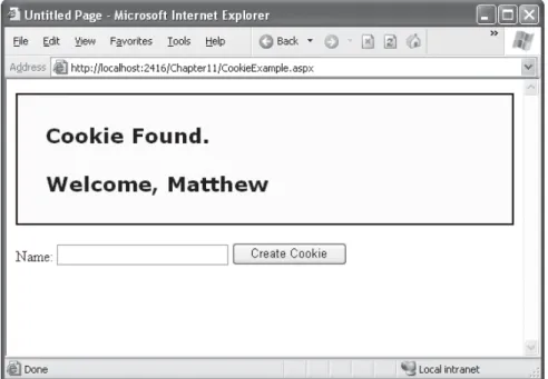 Figure 9-8. Displaying information from a custom cookie