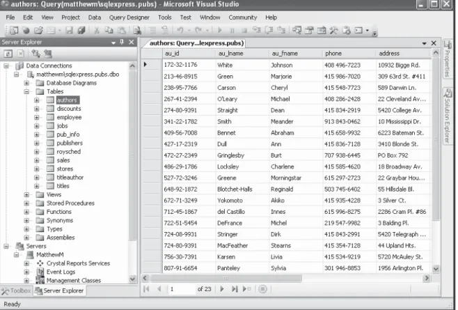 Figure 13-3. Editing table data in Visual Studio