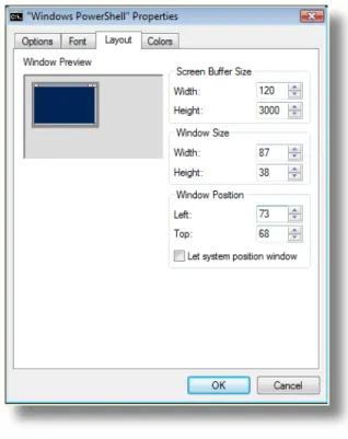 Figure 1.7: Specifying the size of the window buffer
