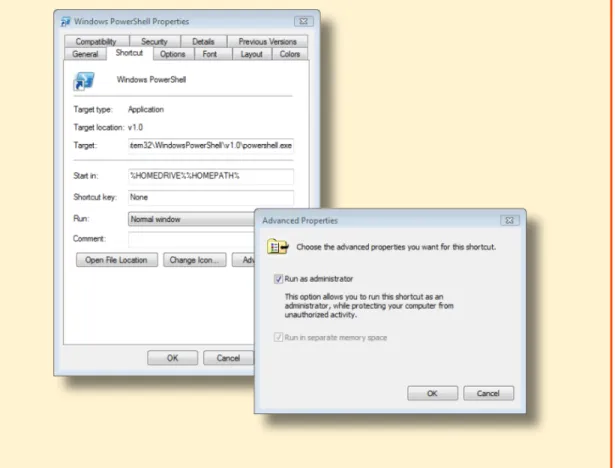Figure 1.1: How to always open PowerShell with administrator rights (Run without administrative privileges whenever possible)