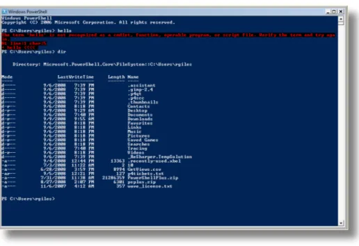 Figure 1.2: First commands in the PowerShell console