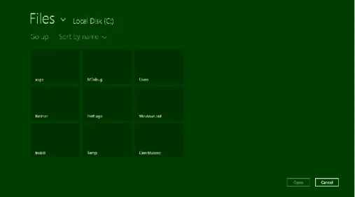 FIGURE 1-8   Using the file picker UI to access other parts of the file system from within  a Store app, such as folders  on a drive root (but not protected system  folders)