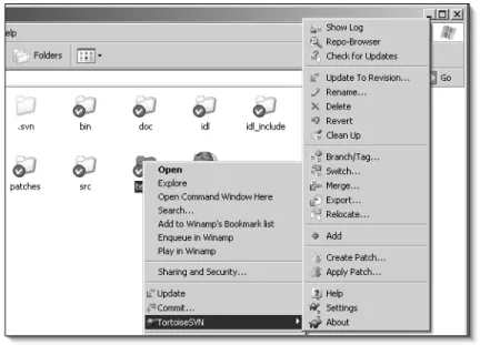Figure 8.2. The TortoiseSVN interface.