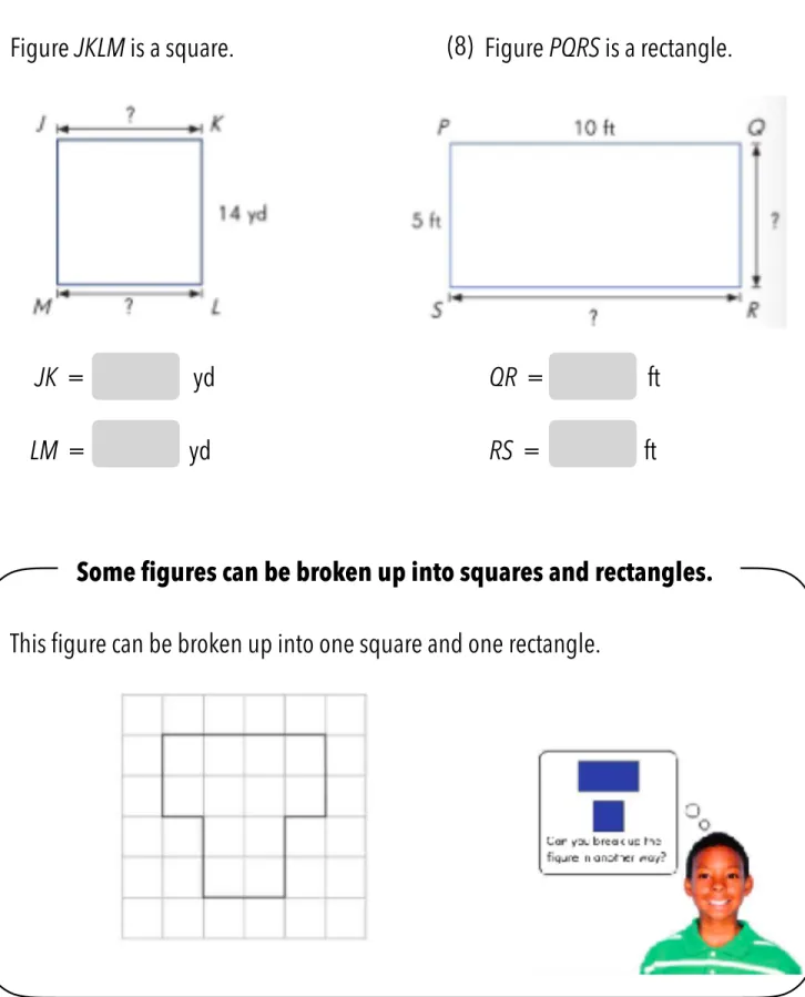 Figure JKLM is a square.                                                   Figure PQRS is a rectangle