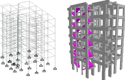 Fig.4 Different 3D View of G+5RC Structure 