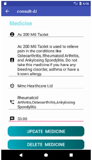 Fig. 10 Update/Delete Medicine  