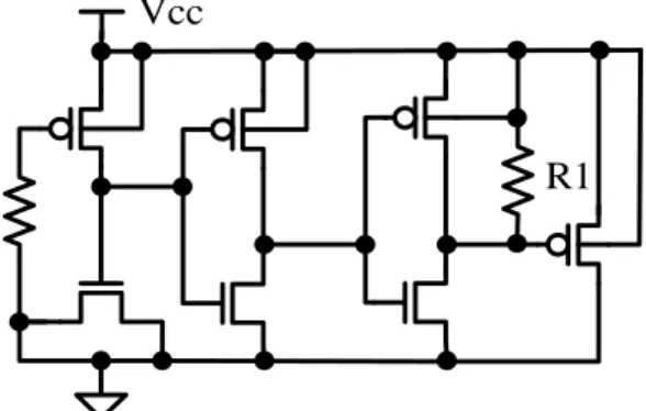Figure 6. Regular PMOS single oxide clamp with pullup resistor R1 (several hundred ohms) that reduces the power-up transient for ramp rates slower than ESD