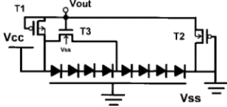Fig. 12. Use of a buffered voltage divider to supply extra bias current to the middle of a long diode chain.