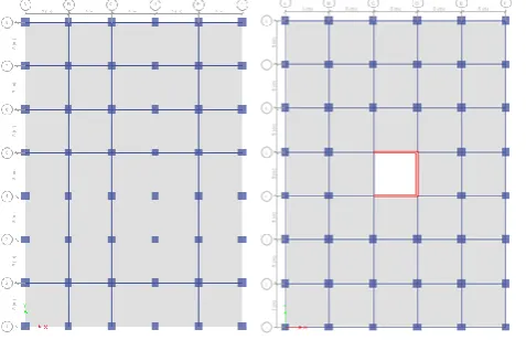 Fig -1 : Plan of regular buildings (without shear wall and with lift core shear wall)  