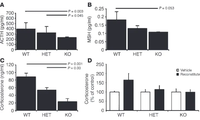 Figure 5Disrupted corticomelanotroph development in Ikaros-deficient mice impairs pituitary-adrenocortical littermates (function