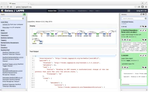 Figure 2: Visualization of a named entity annotation using LAPPS/Galaxy