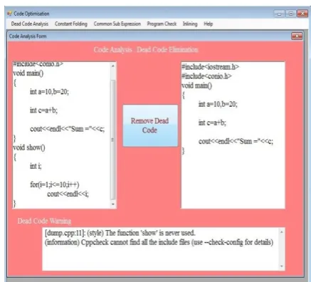 Fig – 4: Window showing the removal of unused function 