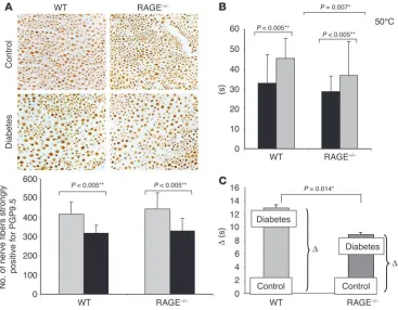 Figure 6RAGEwas 3 for healthy controls (black bars) and 5 for diabetic mice (gray bars)