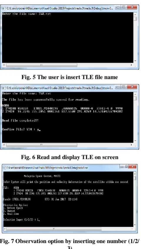 Fig. 6 Read and display TLE on screen 