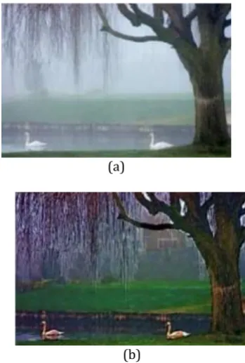 Fig.3.Tann’s Method (a) Hazed image (b) Dehazed Image 