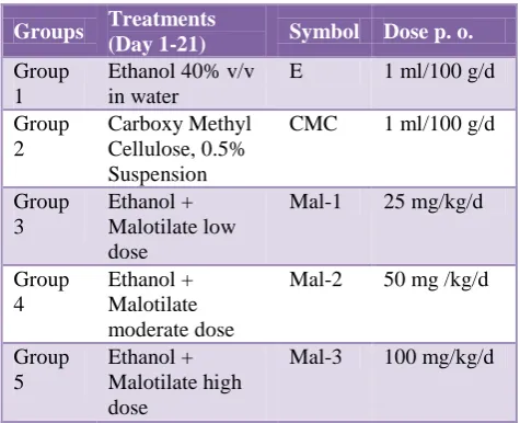 Table 1: Groups and drug treatments. 