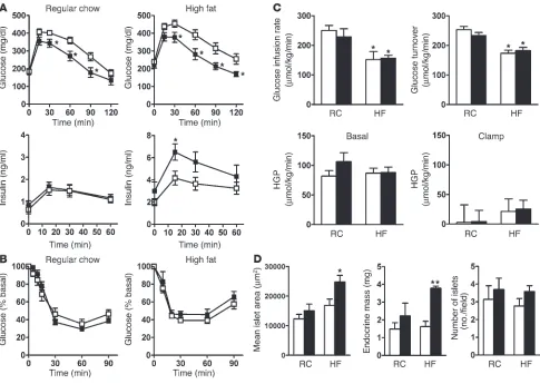 Figure 3Increased glucose tolerance but normal insulin sensitivity in 