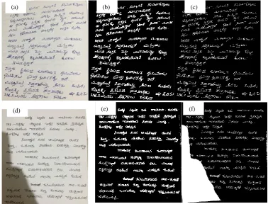 Figure 7: Comparing Proposed System with Haar Wavelet Decomposition [11]: (a) & (d) Input document image
