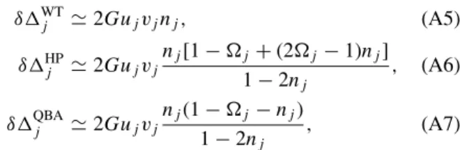 FIG. 6. (Color online) Level-weighted gaps for N = 10 with G = 0.4 MeV as predicted by the WT (dashed), HP (dash-dotted), and QBA (thin dotted) approximations in comparison with the FTBCS (thick dotted), FTBCS1 (thin solid), and FTBCS1 +SCQRPA (thick solid
