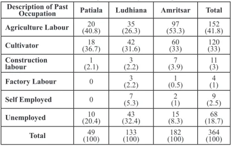 Table 1.4: Past Occupation of Migrated Respondents Description of Past 